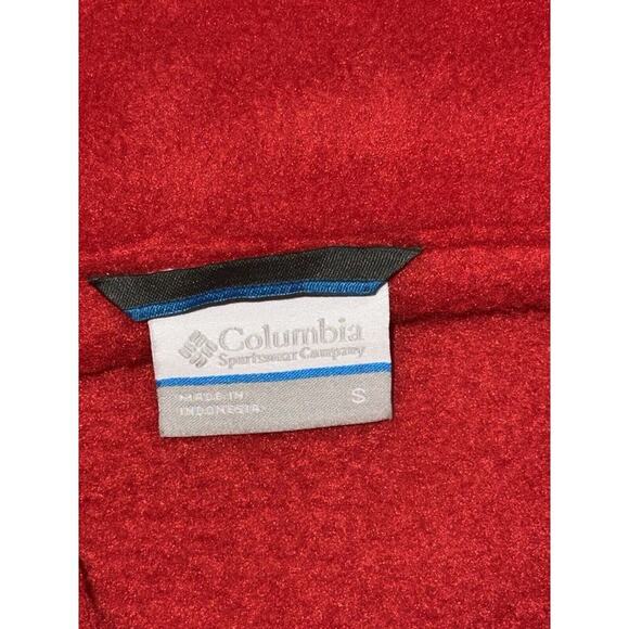 Columbia Men’s Jacket Fleece Size Small Red Black Colorblock Zippered Pockets - Picture 3 of 6